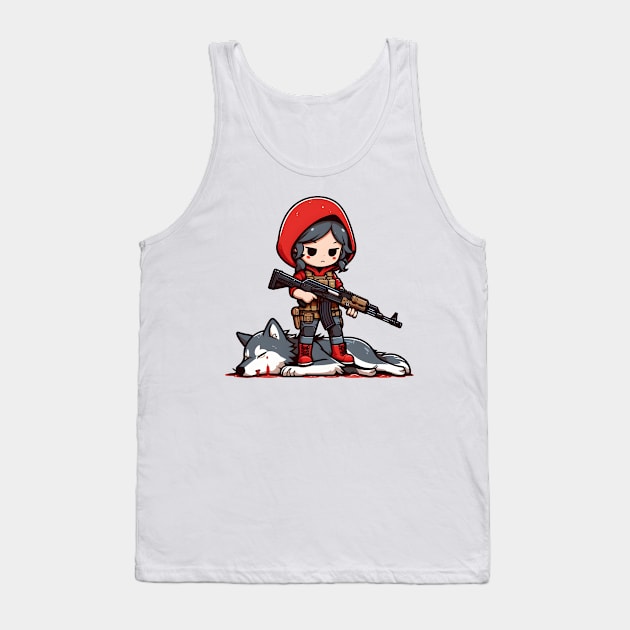 Tactical Little Red Riding Hood Adventure Tee: Where Fairytales Meet Bold Style Tank Top by Rawlifegraphic